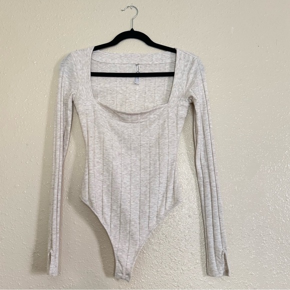 Free People Intimately Oatmeal Knit Bodysuit - Picture 1 of 6